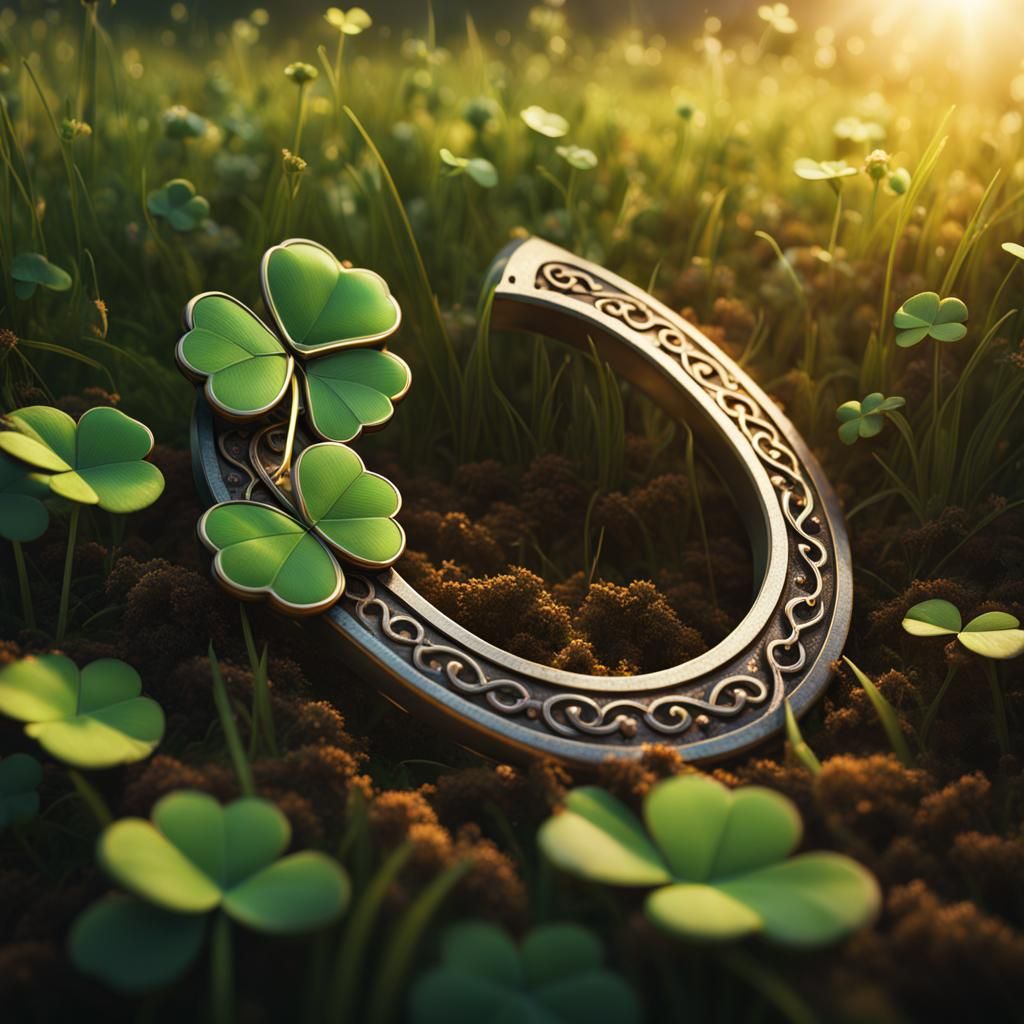 Horseshoe in Clover Field at Golden Hour