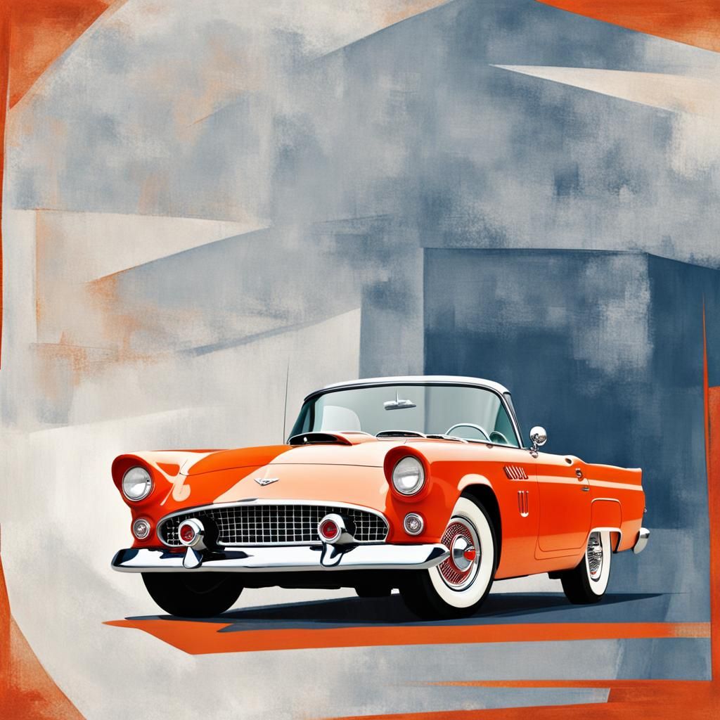 Classic 1955 Ford Thunderbird in Mid-Century Style