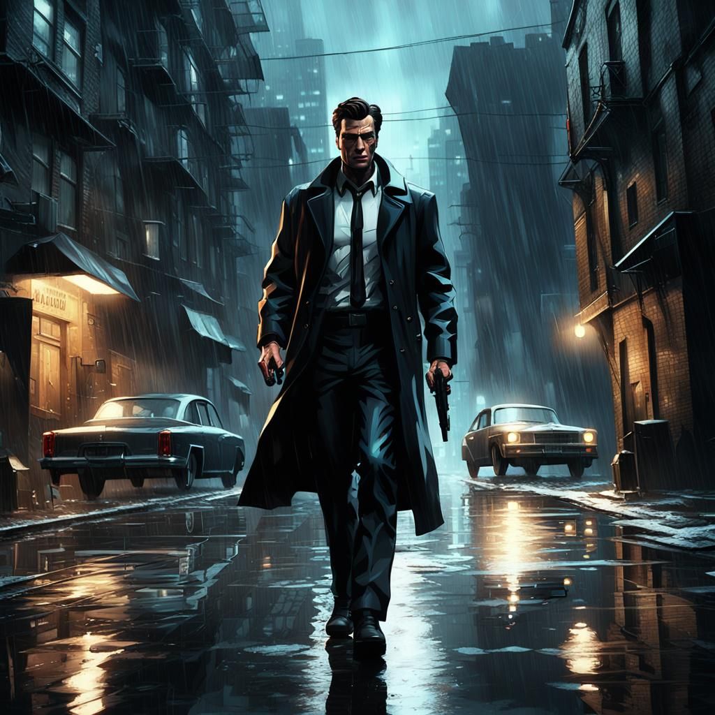 Noir City Alley: Comic Book Style Max Payne