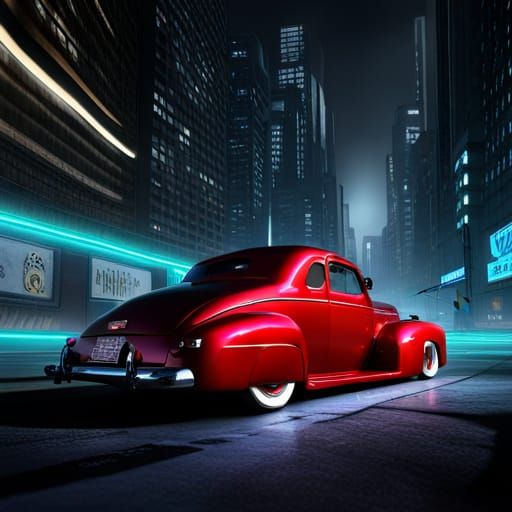 Cyberpunk Lowrider Concept in Megacity Alleyway