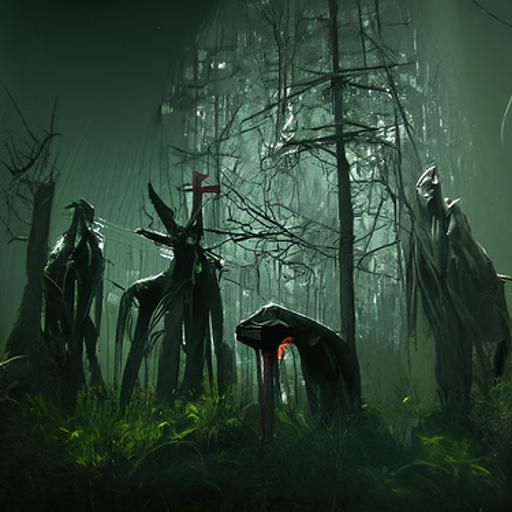 Creepy Forest Satanic Council in Digital 2D Art
