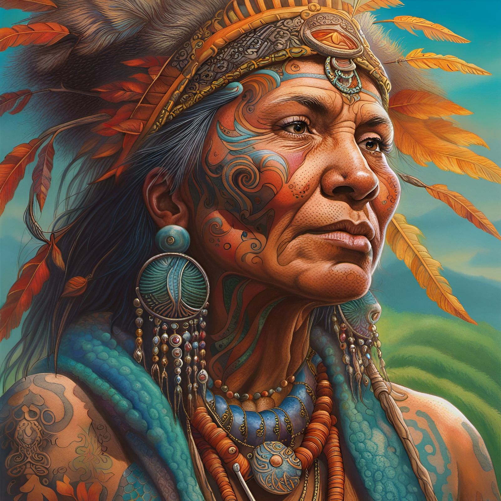 Island Shaman Portrait in Detailed Fantasy Style