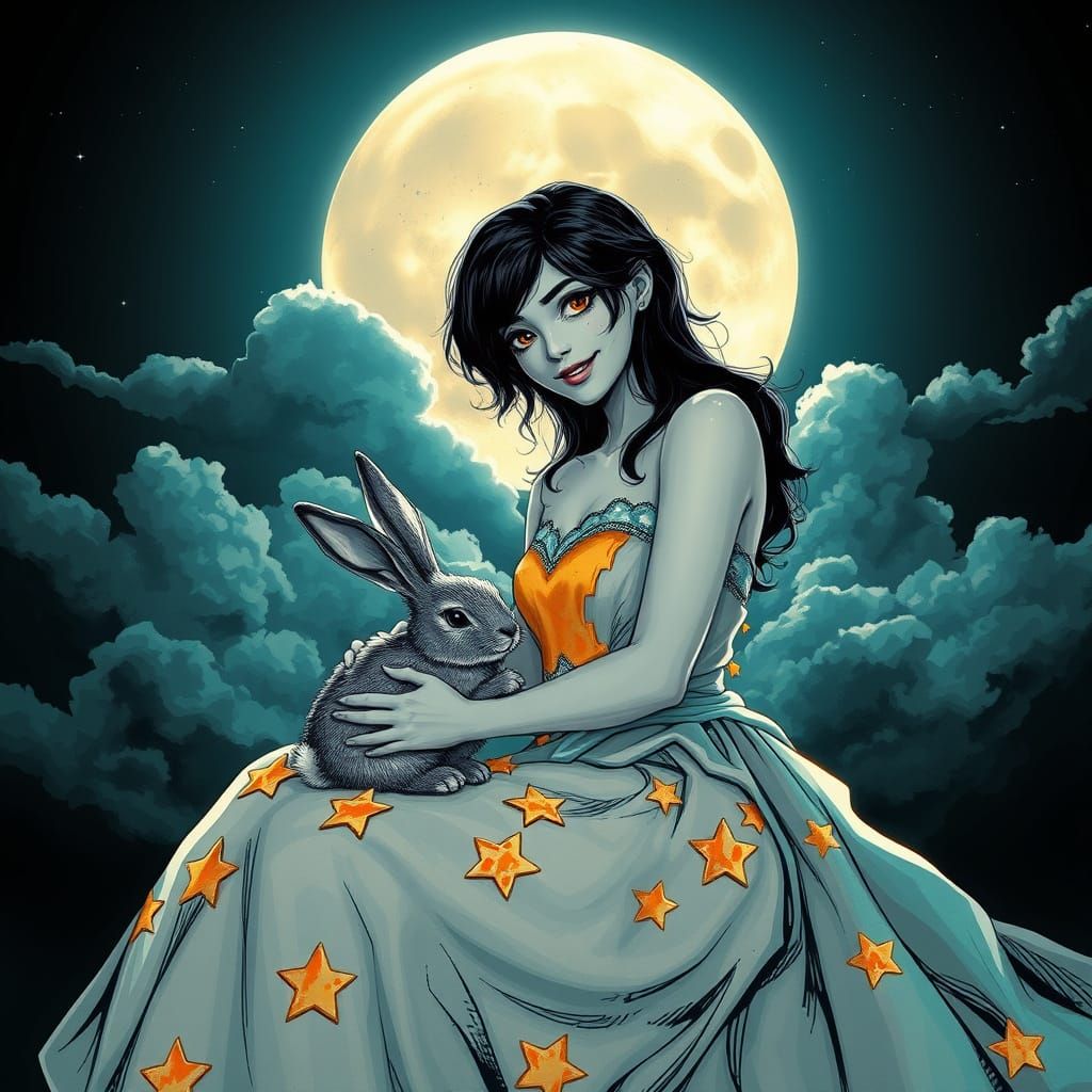 Ethereal Beauty in Black and White Ink Art