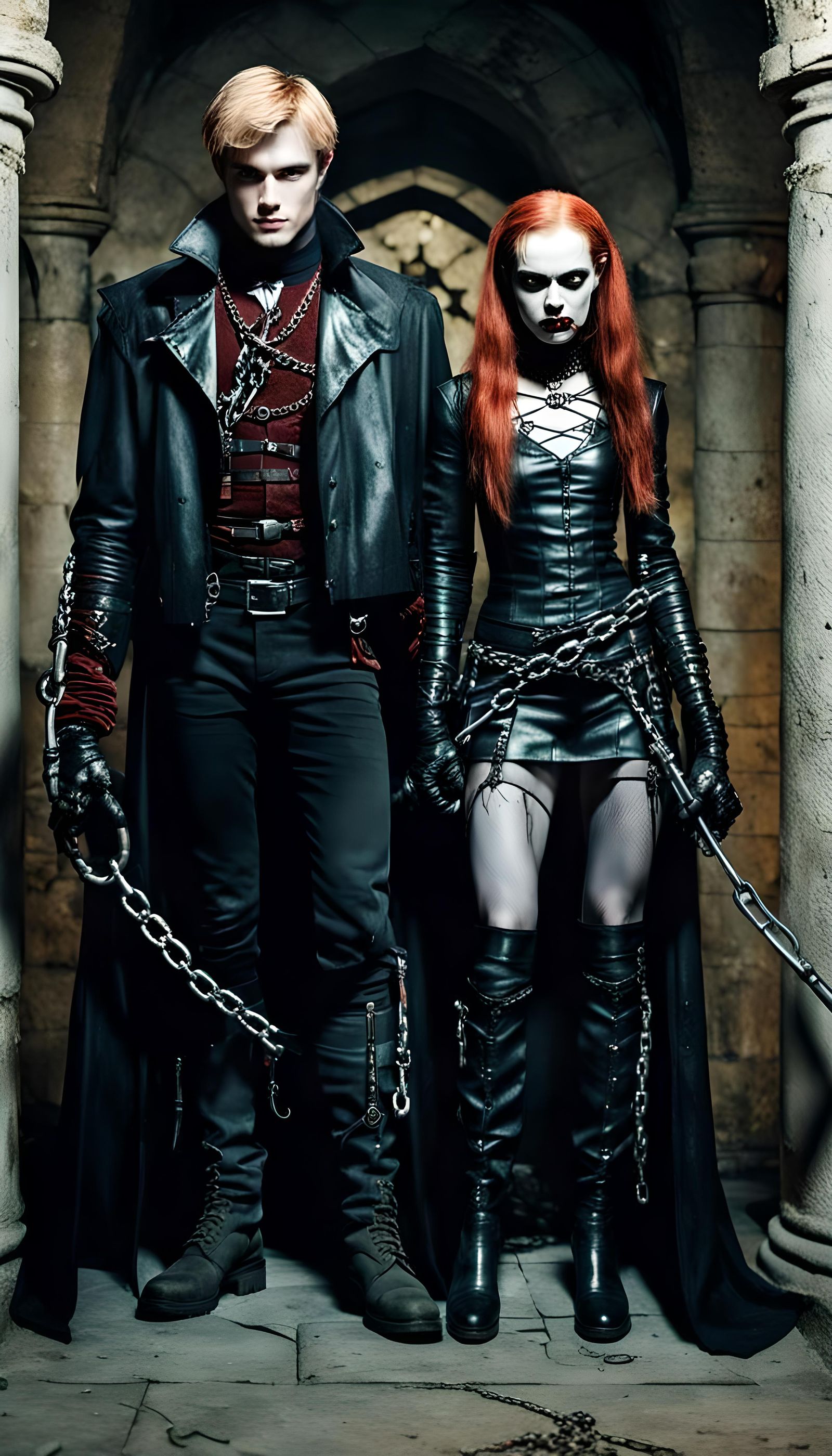 Vampires in a Crypt with Whips and Chains