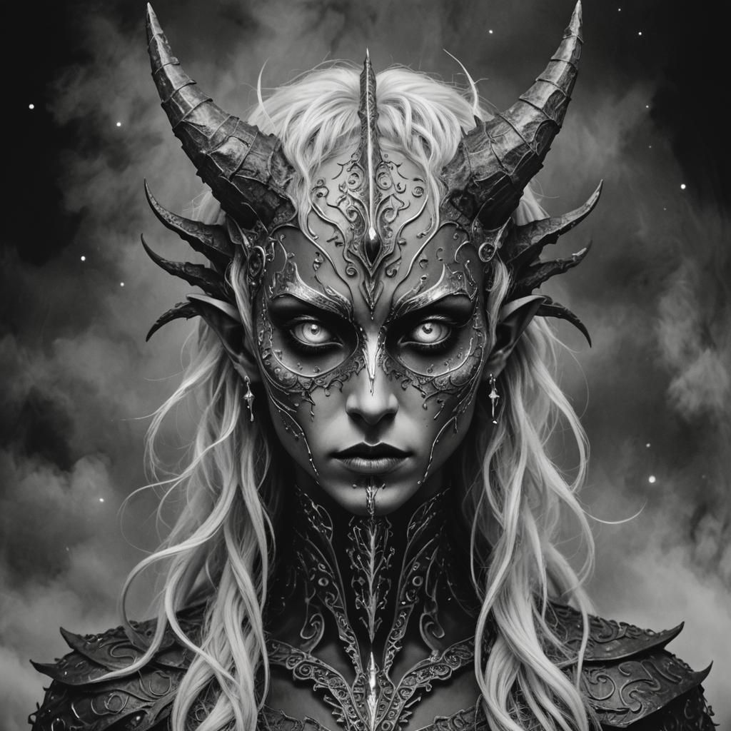 Monochrome Metal Music Mythical Creature in Fantasy Art