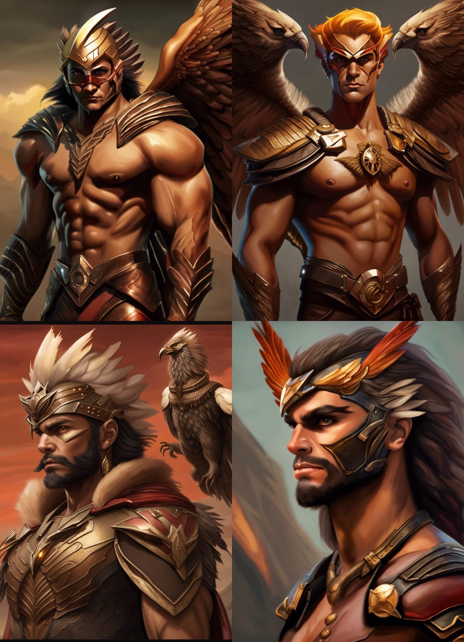 Hawkman-Inspired Fantasy Character in Retro Sci-Fi Style