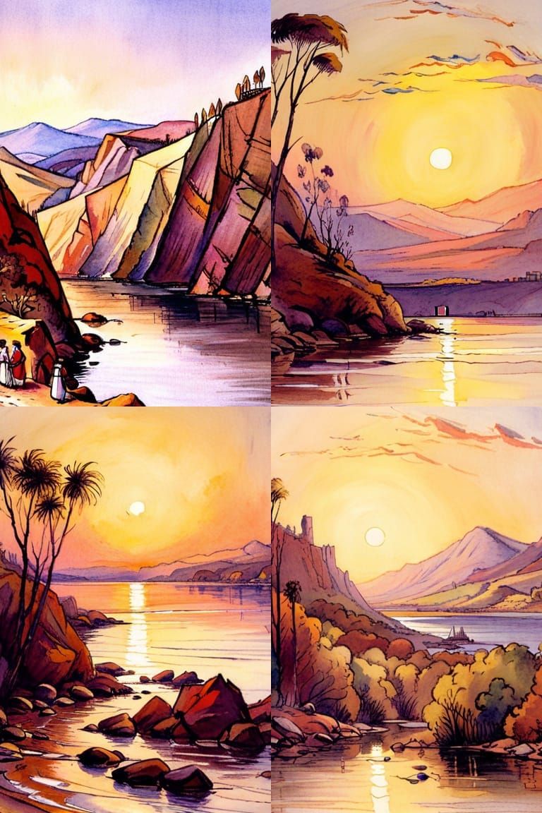 Fantastical Landscape Illustration in Lear Style