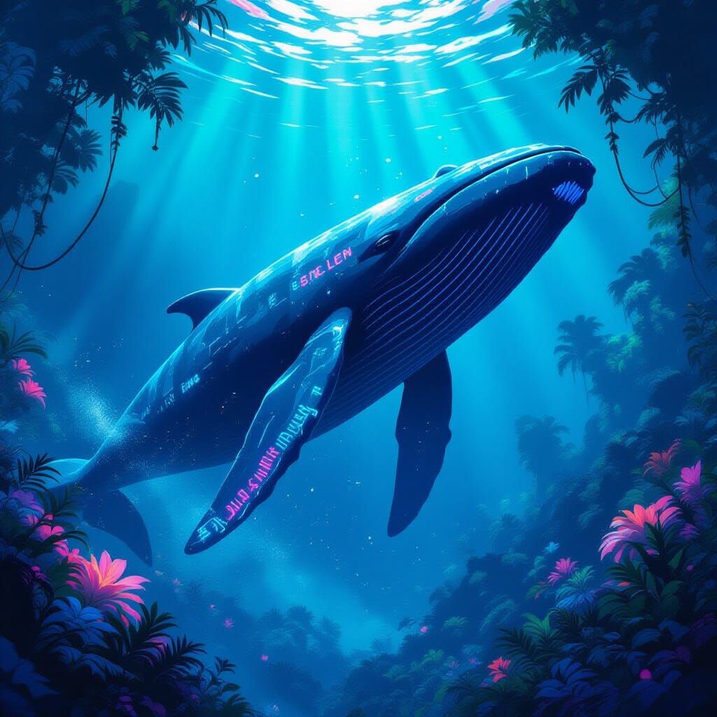 Ancient Whale Breaches Alien Bioluminescent Sea