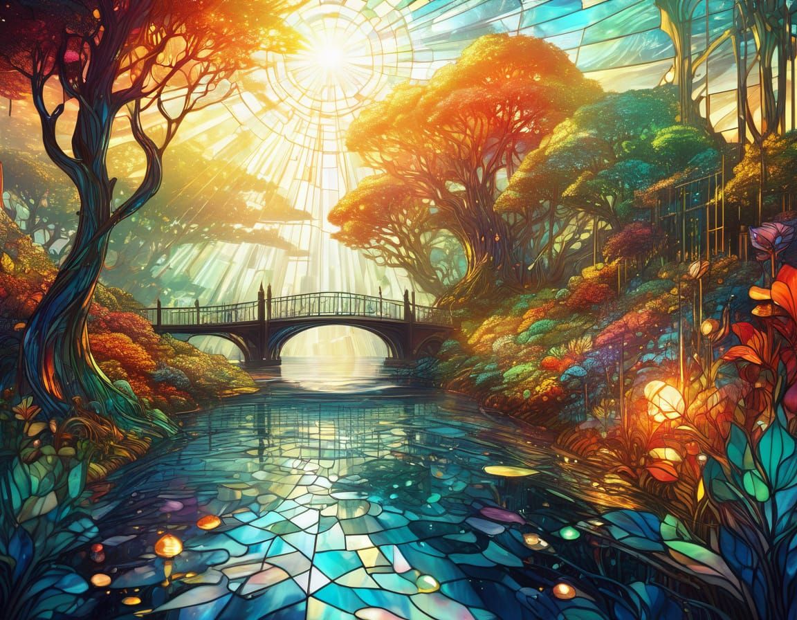 Hyper-Realistic Stained Glass Masterpiece in Digital Art