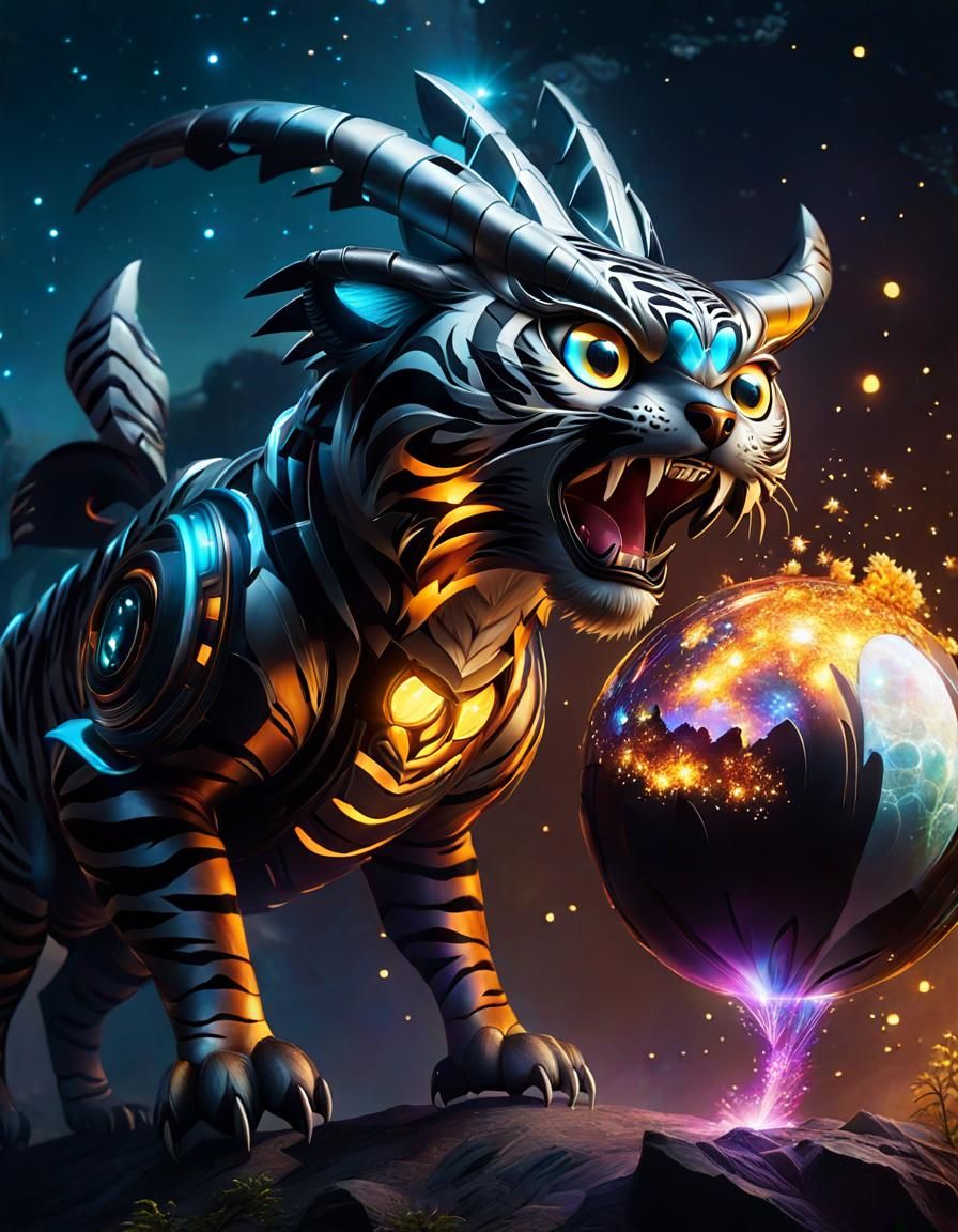 Cosmic Alien Outcast with Kawaii Tiger and Dragon