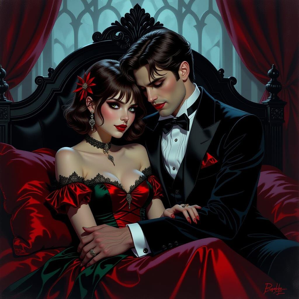 Gothic Romance: Vampire Girl & William Afton in Moody Bedroo...