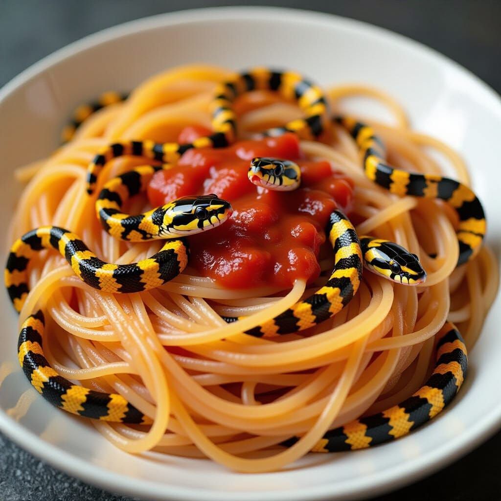 Spaghetti Made of Snakes with Tomato Sauce