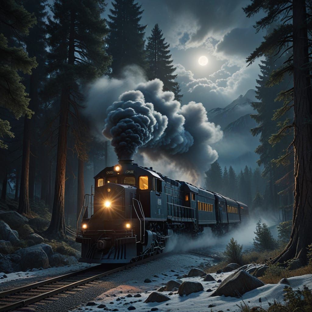 Majestic Train Roars Through Redwood Wilderness