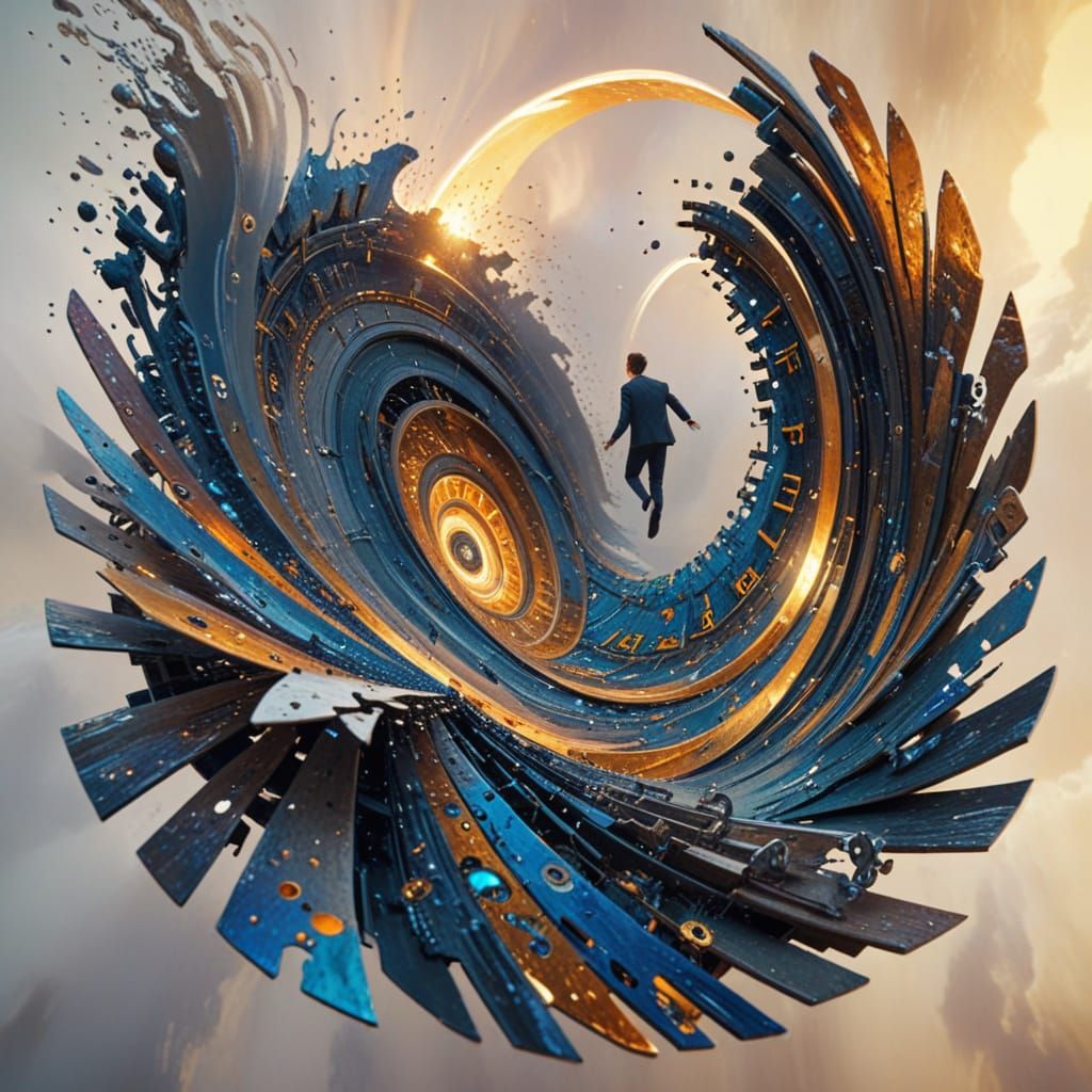 Surreal Time Tunnel with Clockwork Spirals