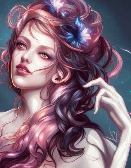 Sparkling Cute Ghost Portrait in Maximalist Style