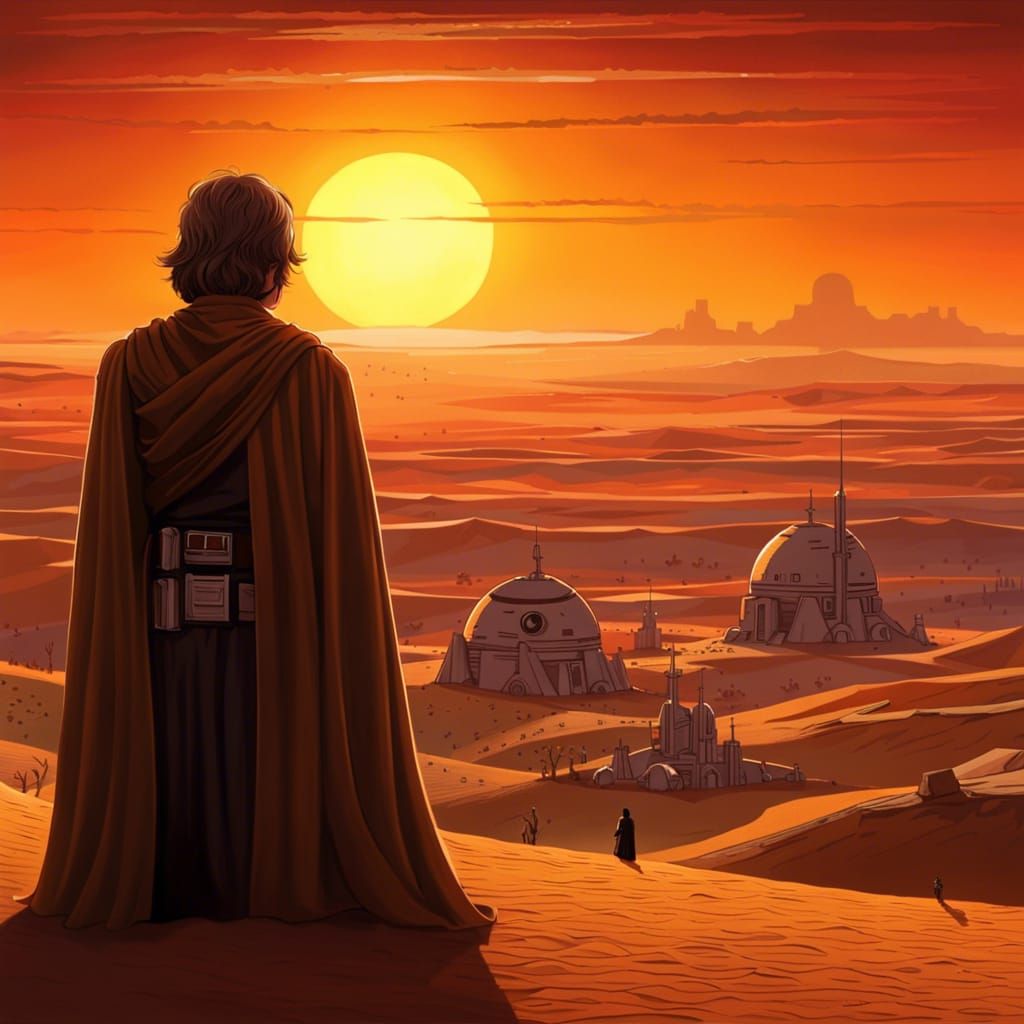 Luke Skywalker's Binary Sunset on Tatooine