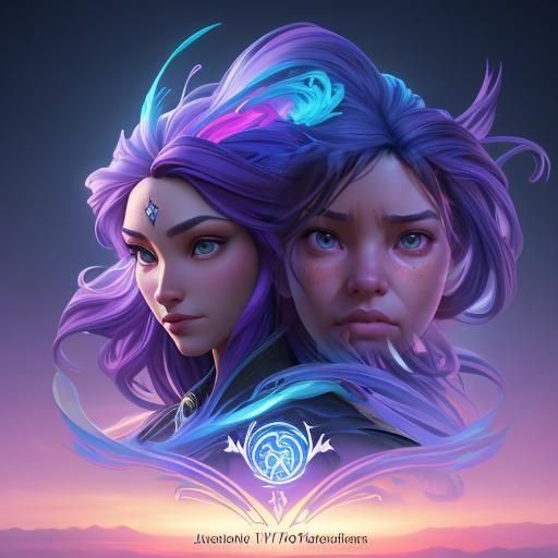 Mystical Sunset Portrait of Two Sisters