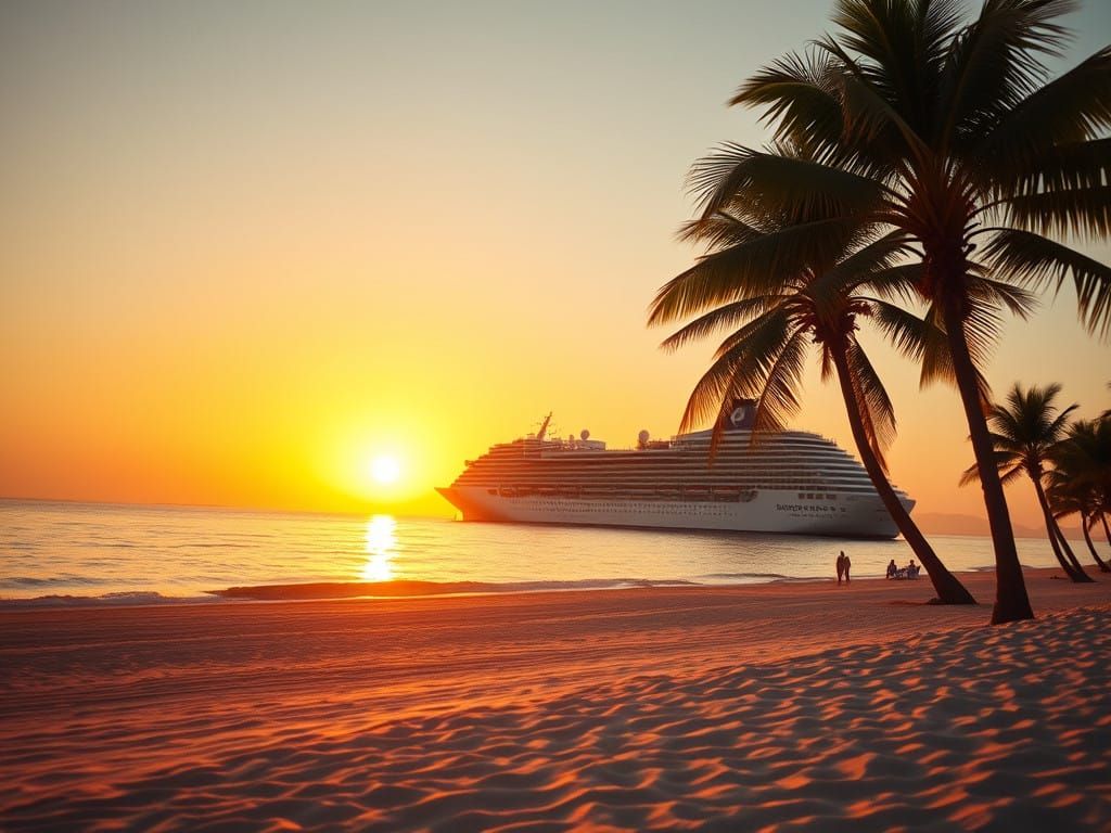 Warm Sunset Seaside Scene in Golden Hour