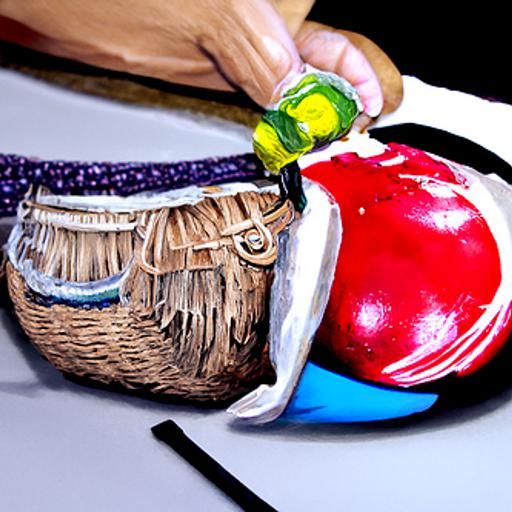 Mexican Woman Strikes Mugger with Coconut Purse: Gouache Pai...
