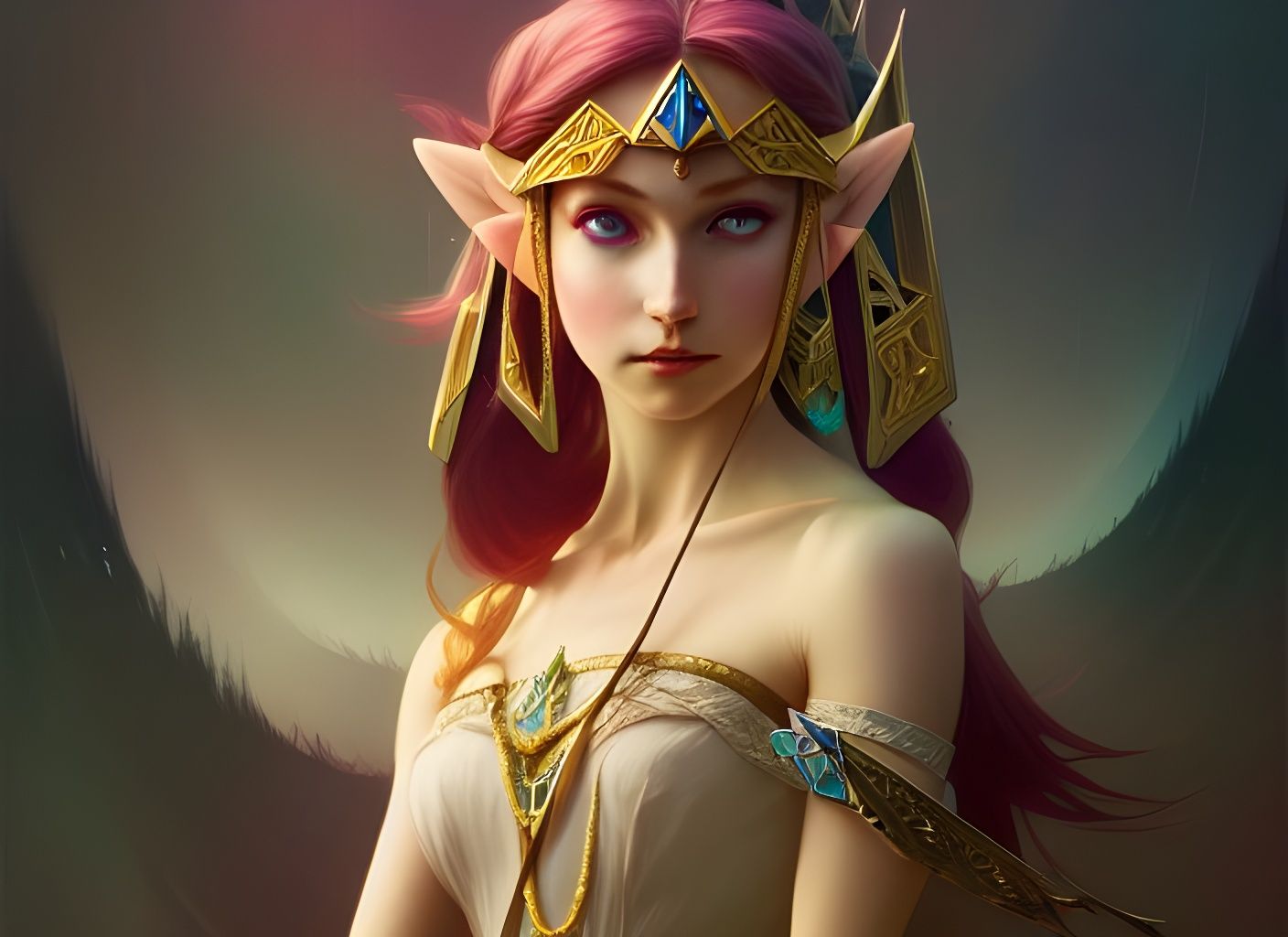 Princess Zelda Digital Illustration in Watercolor Style