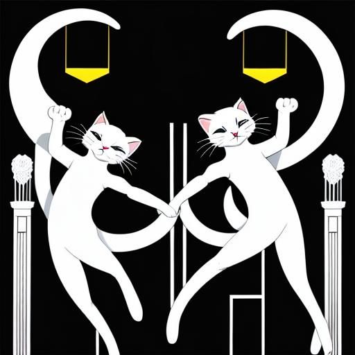 Minimalist Art Deco Cats in Jazzy Setting