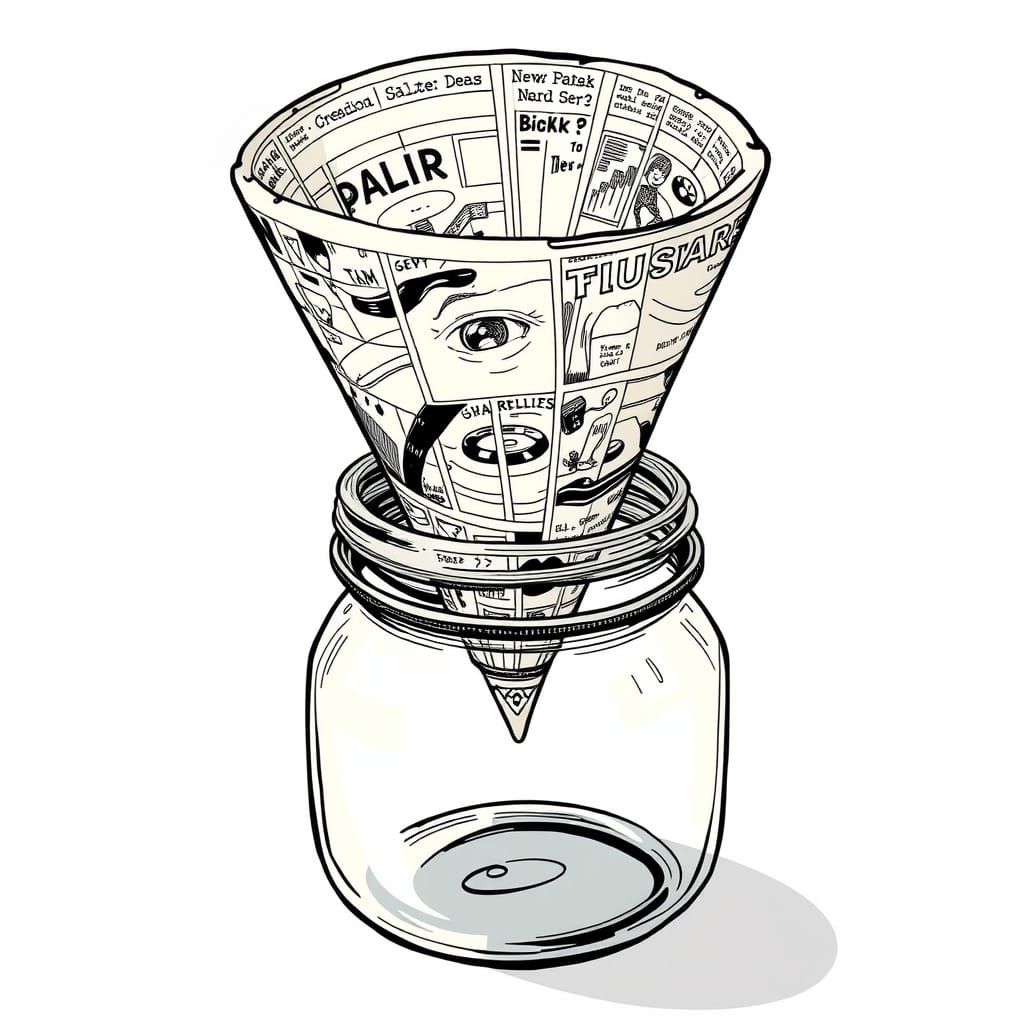 Comic Strip Funnel in Syd Mead Style