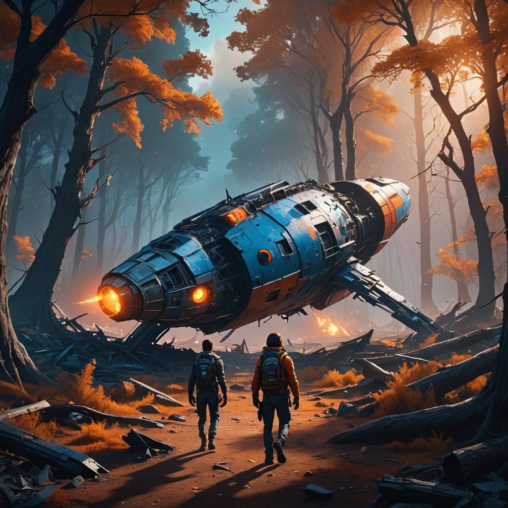 Surreal Survivor Walks from Spaceship Wreckage