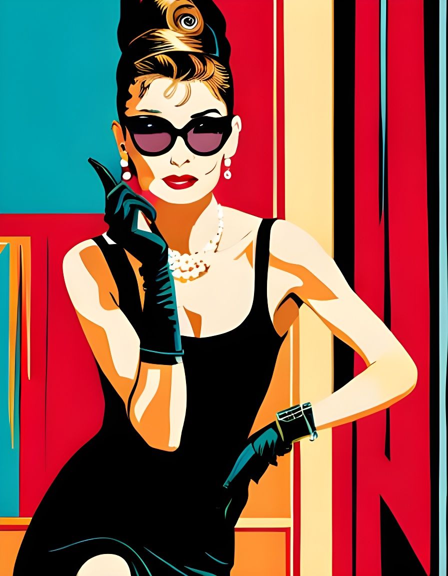 Audrey Hepburn in Pop Art Style Illustration