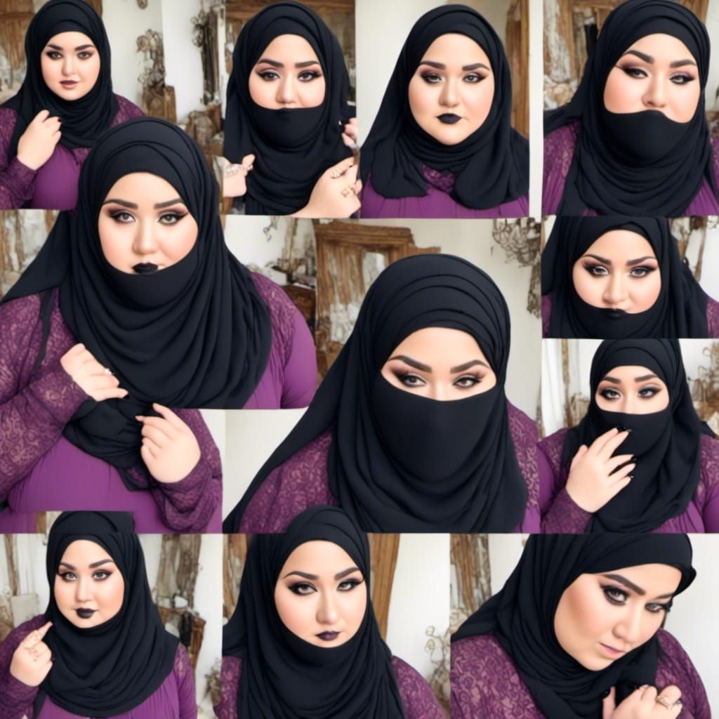SSBBW Woman in Niqab Close-Up Portrait