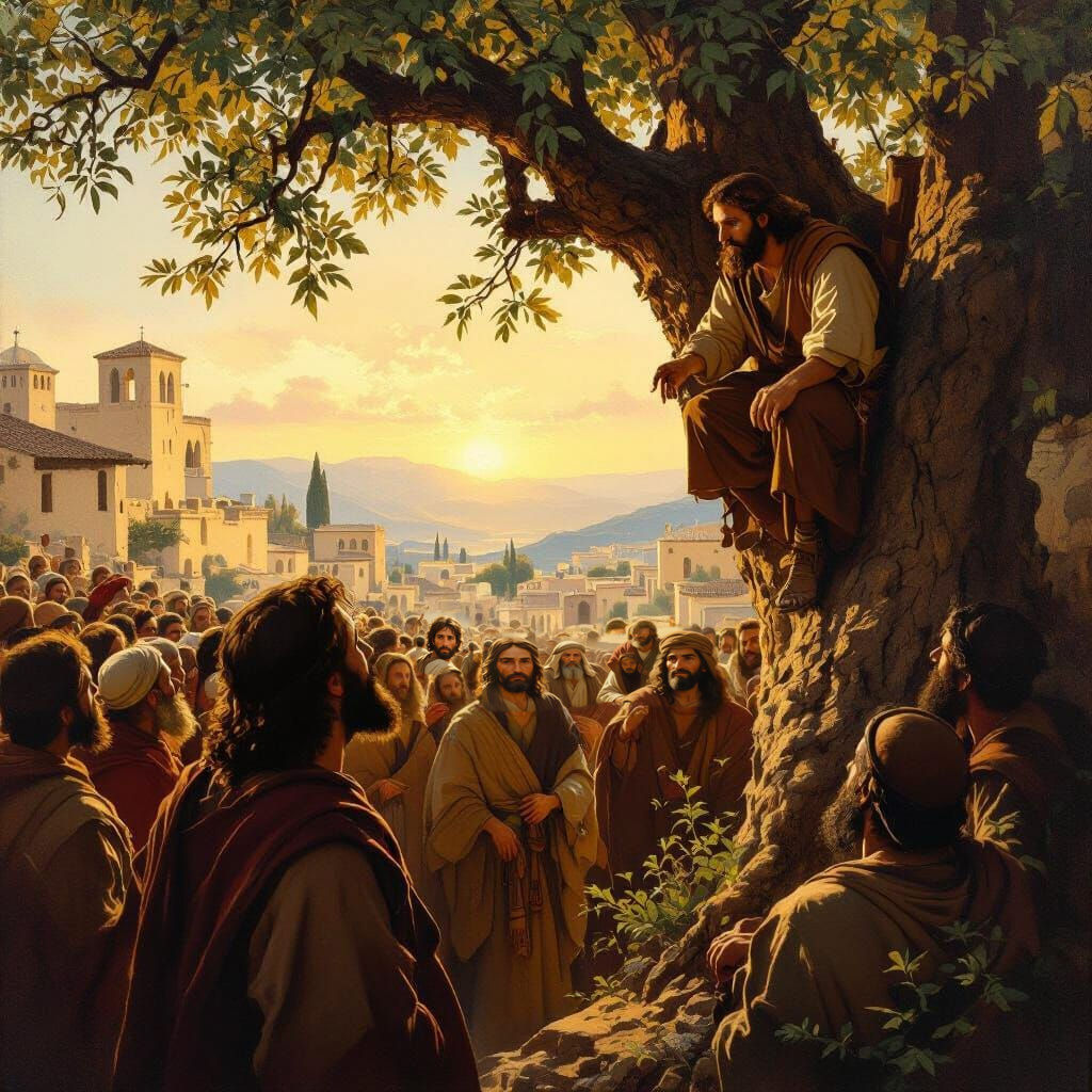 Zacchaeus Meets Jesus in a Sycamore Tree