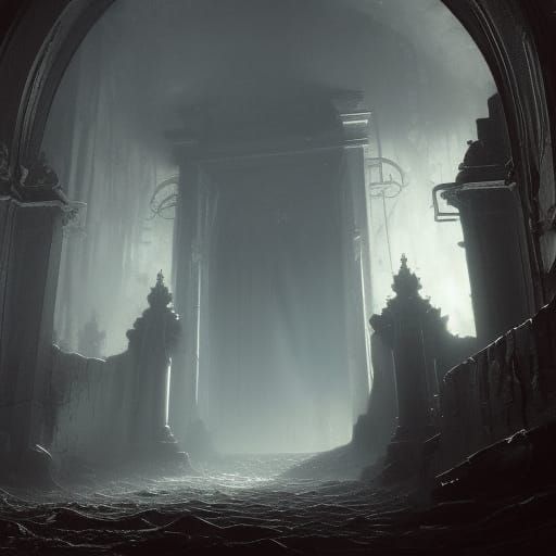 Hell Gates with Army in Synthwave Retro Style