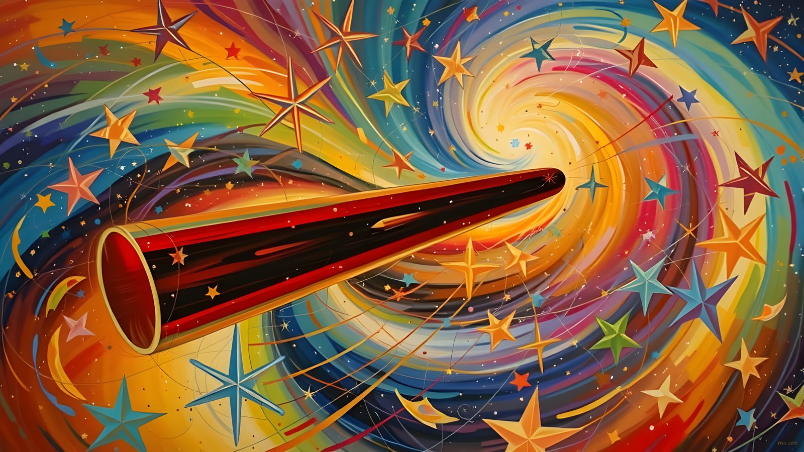 Metallic Cylinder Races Through Kandinsky Star Cosmos