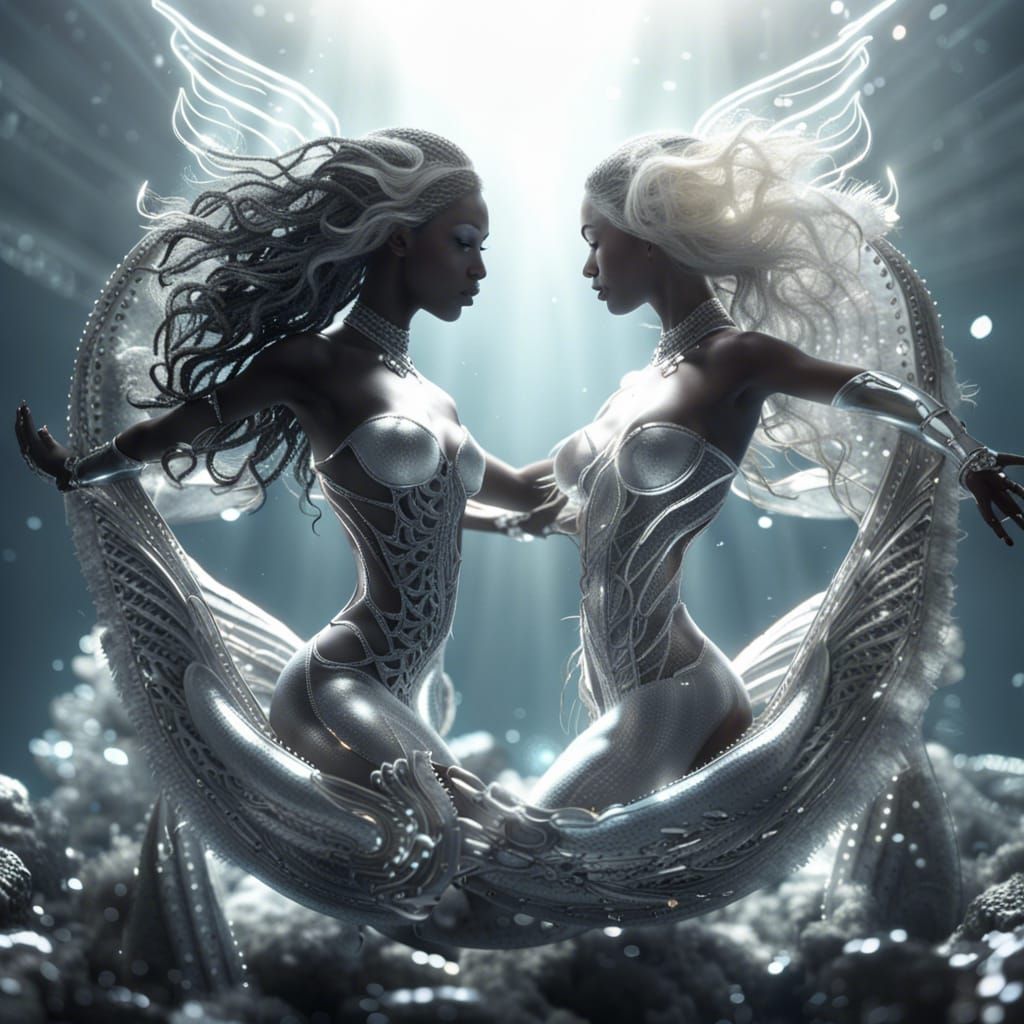 Dancing Mermaids Create Yin and Yang Symbol