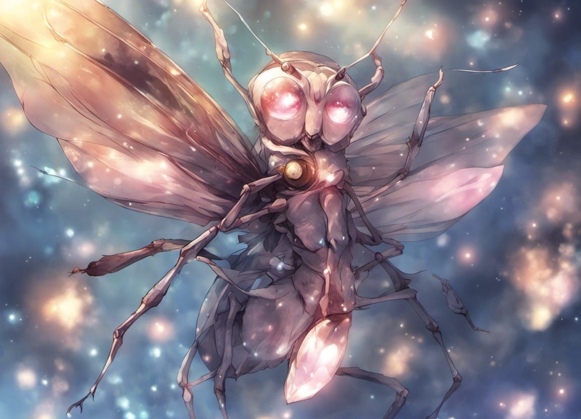 Ethereal Glowing Insect in Anime Style