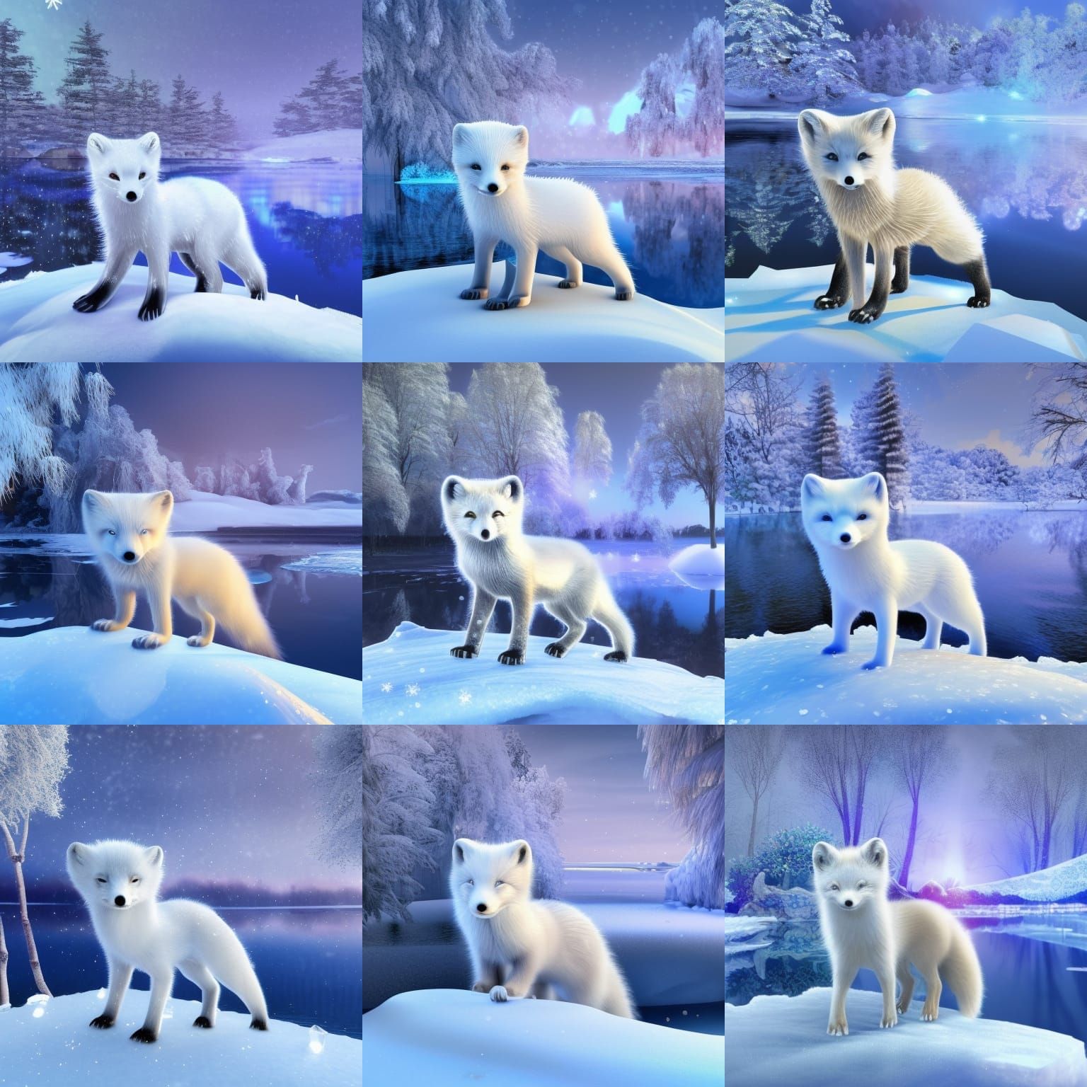 Adorable Baby Arctic Fox in Snowy Landscape