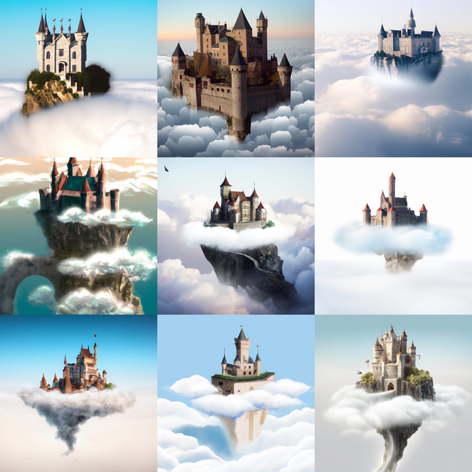Fantasy Castle Floating in the Clouds