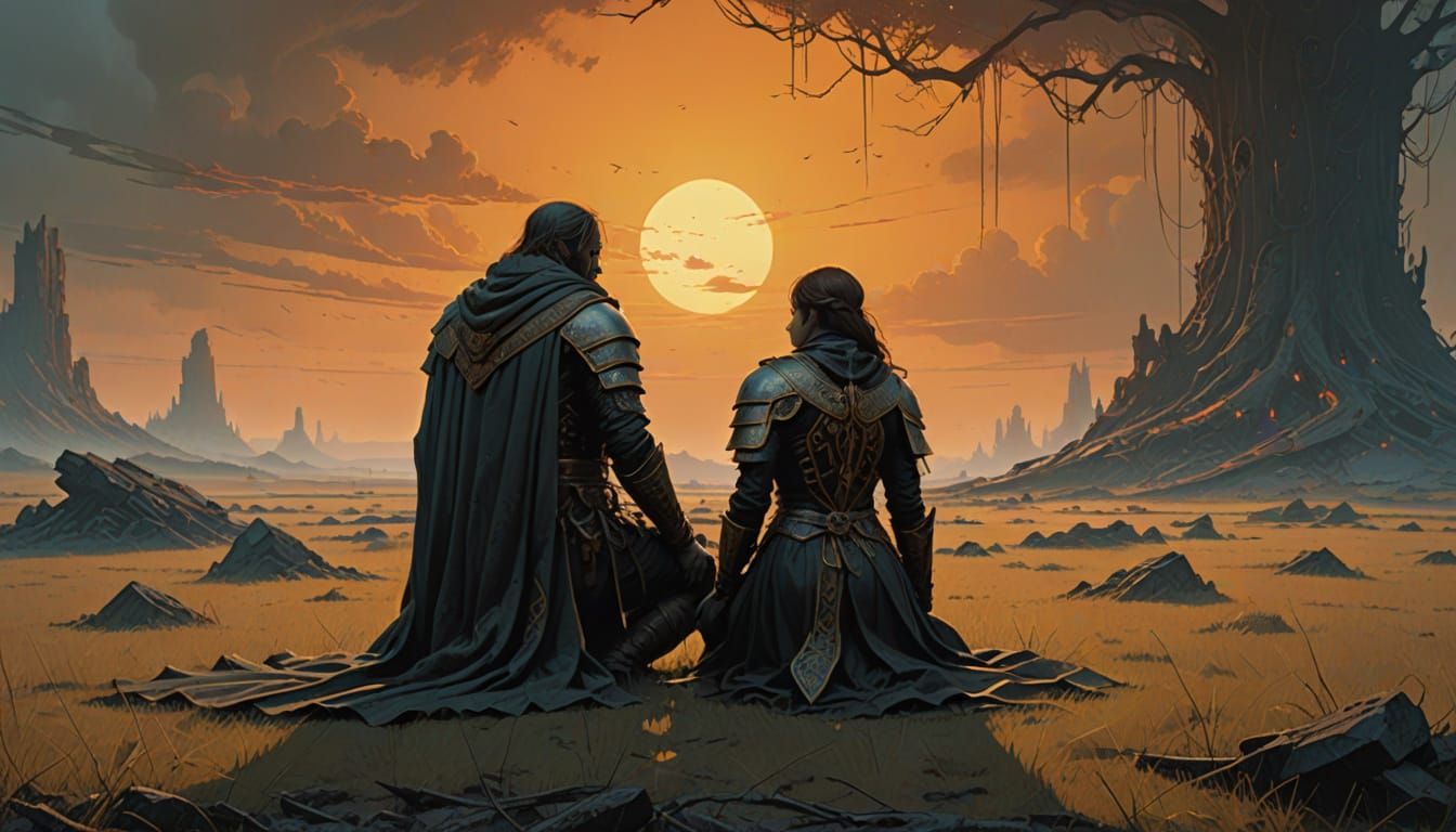 Nordic Warrior's Last Stand Under a Blood-Red Sky