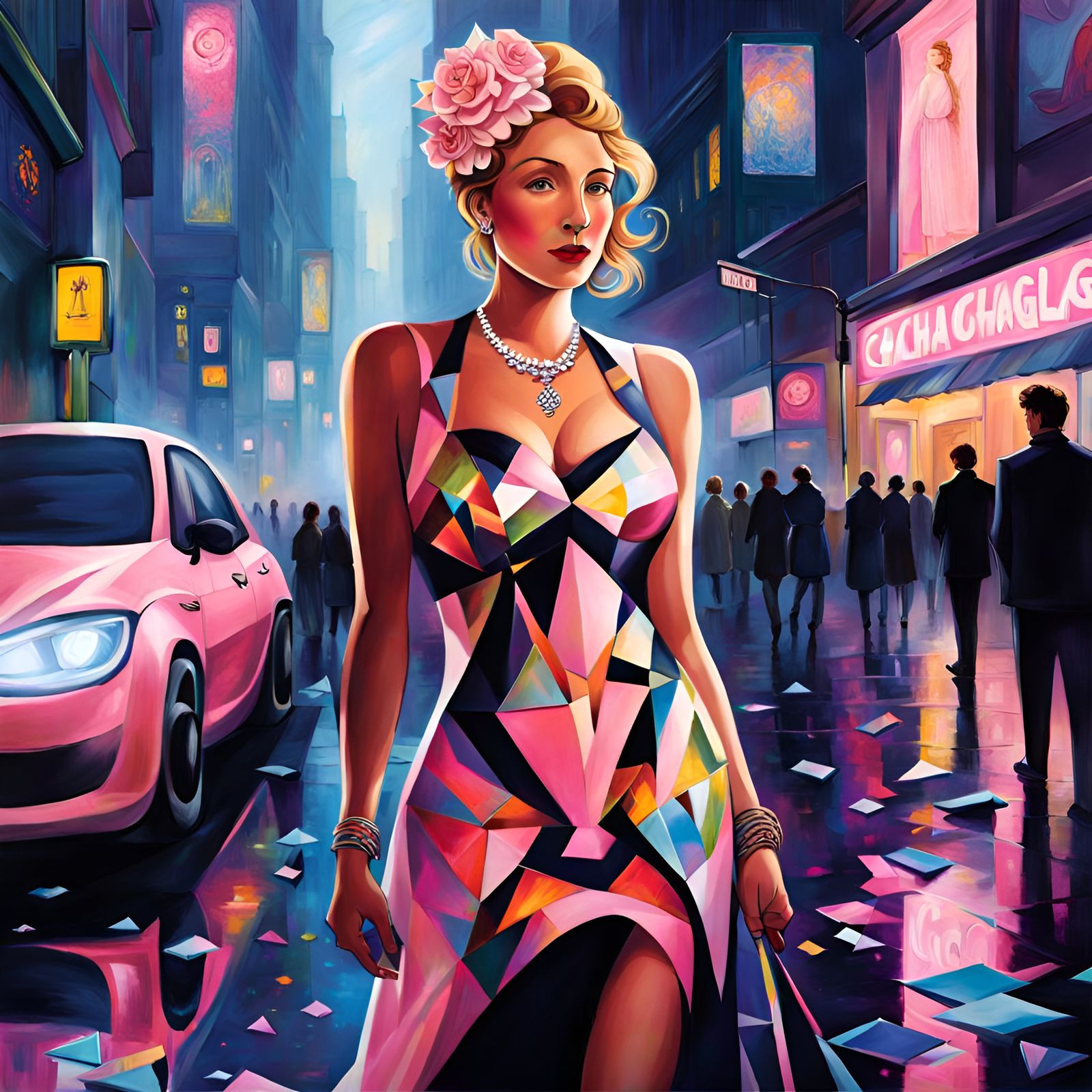 Cyberpunk Dream Girl in Chagall Style