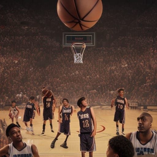 Epic Last Shot in Basketball Game, Digital Art