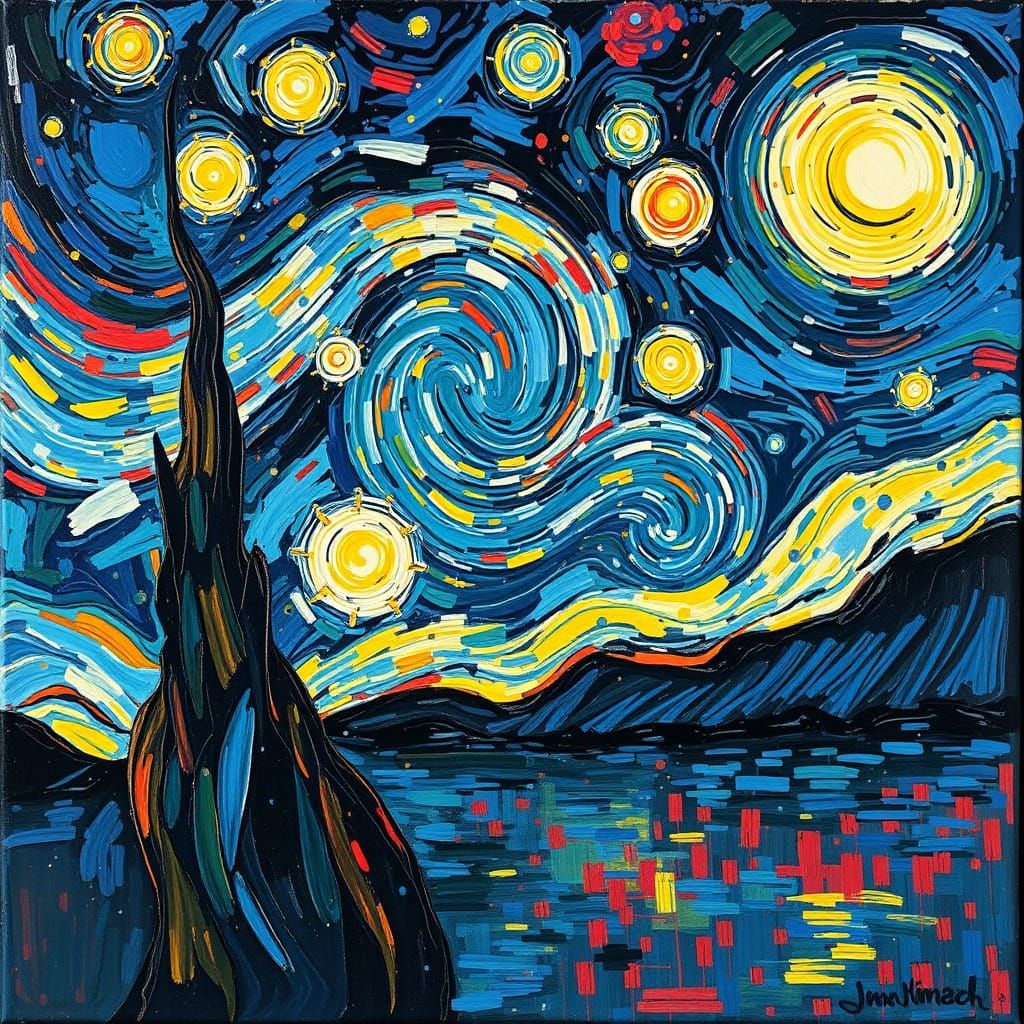 Moody Night Sky with Contemplative Figure