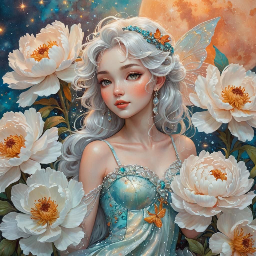 Shimmering Garden Fairy at Sunset in Fairycore Style