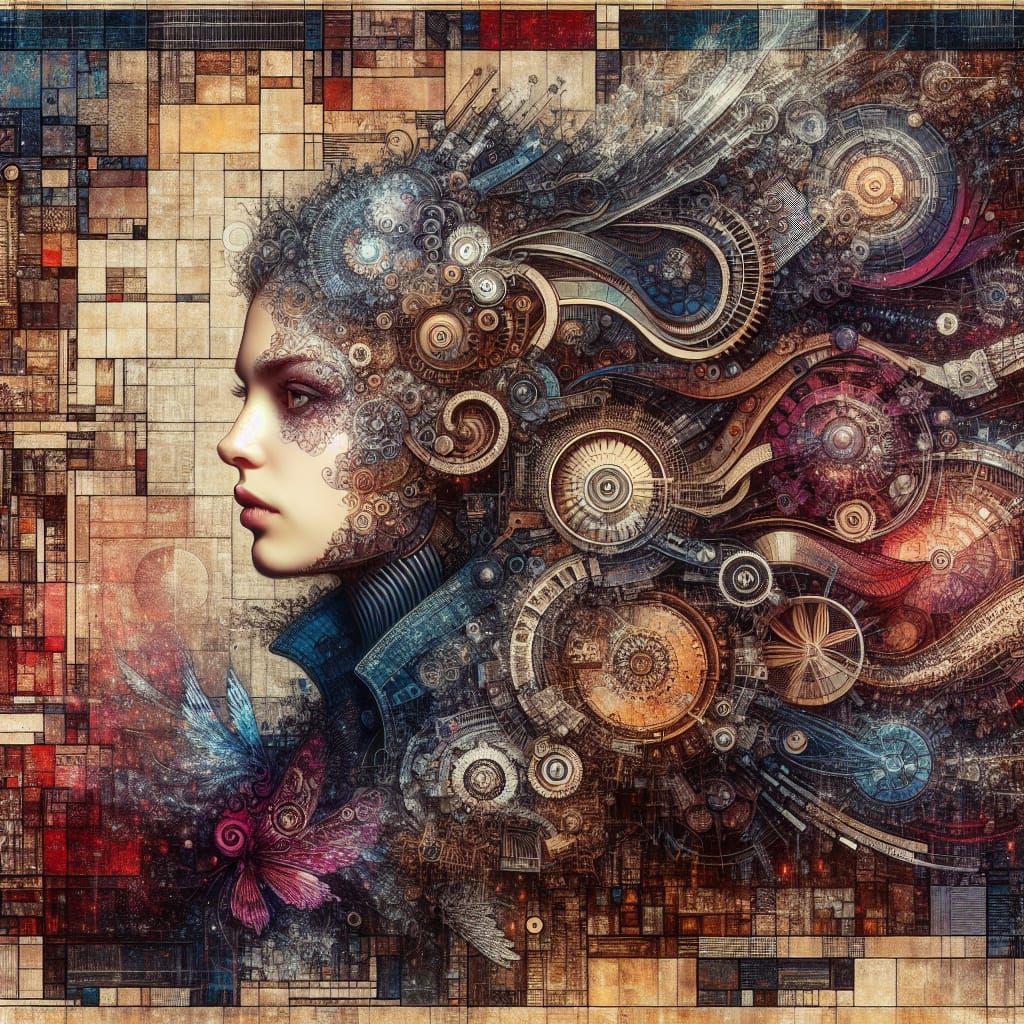 Detailed Mixed Media Portrait of a Programmer