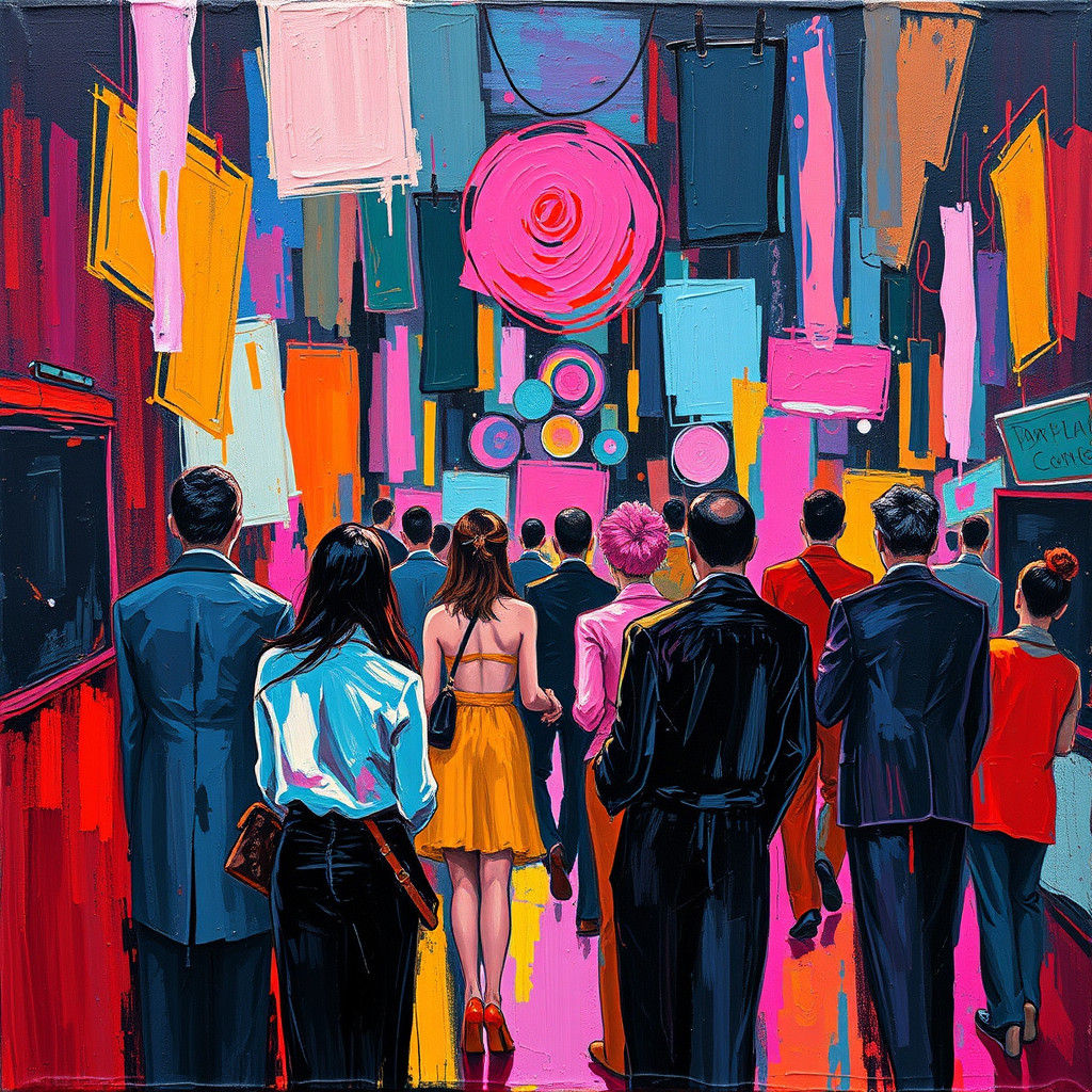 Abstract Expressionist Cabaret in Synthwave Retro Style