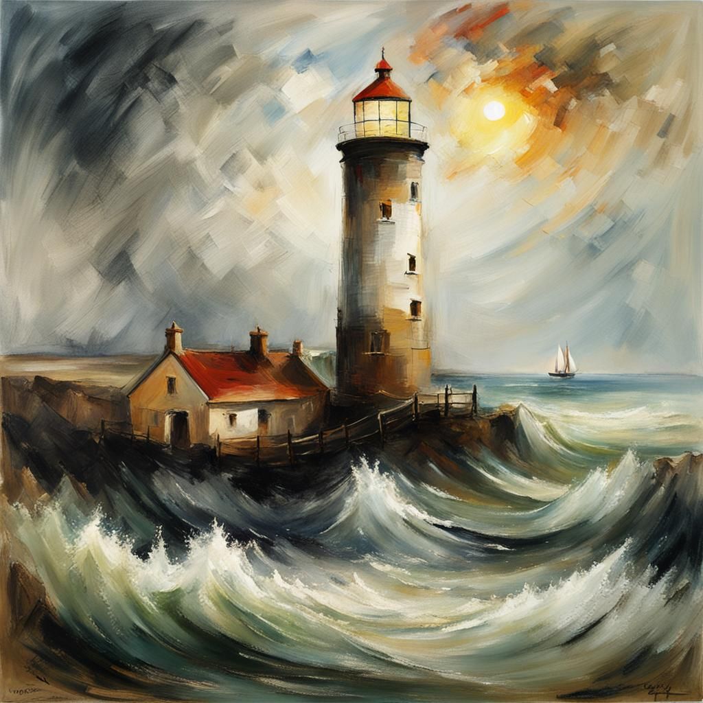 Lighthouse in the Style of Landscape Painting