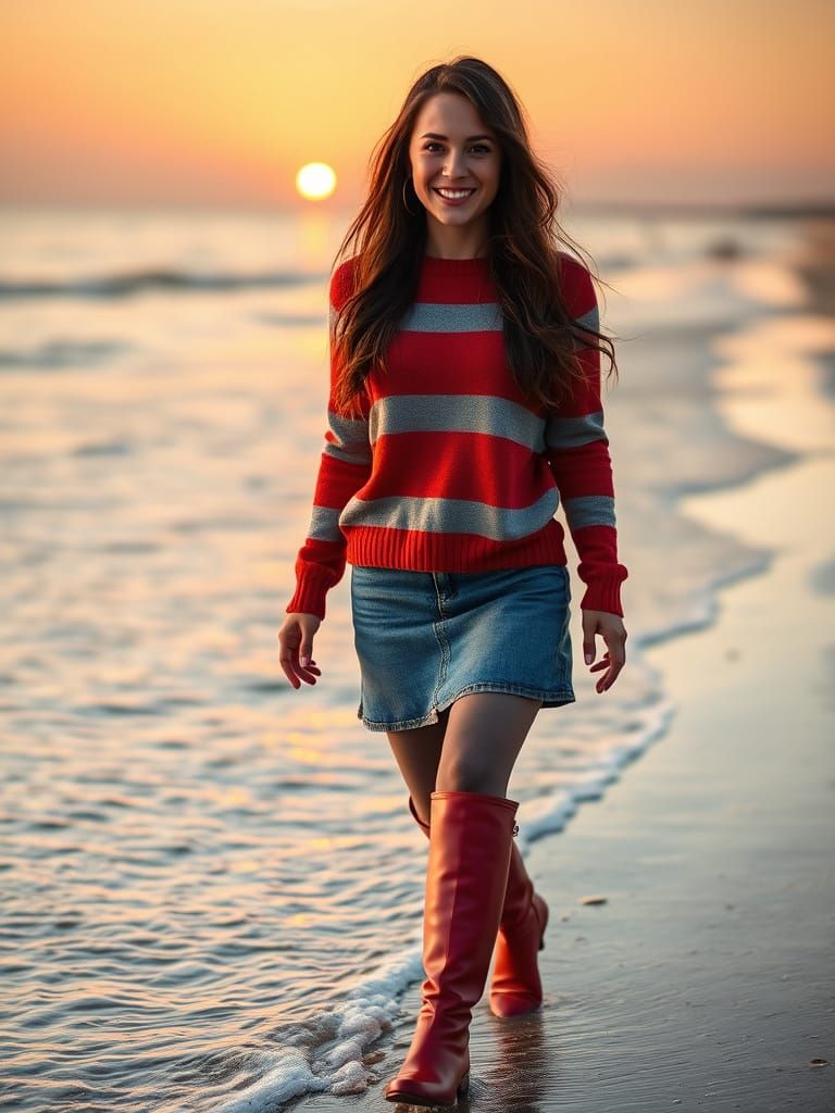 Serene Morning Beach Scene in Polished Aesthetic