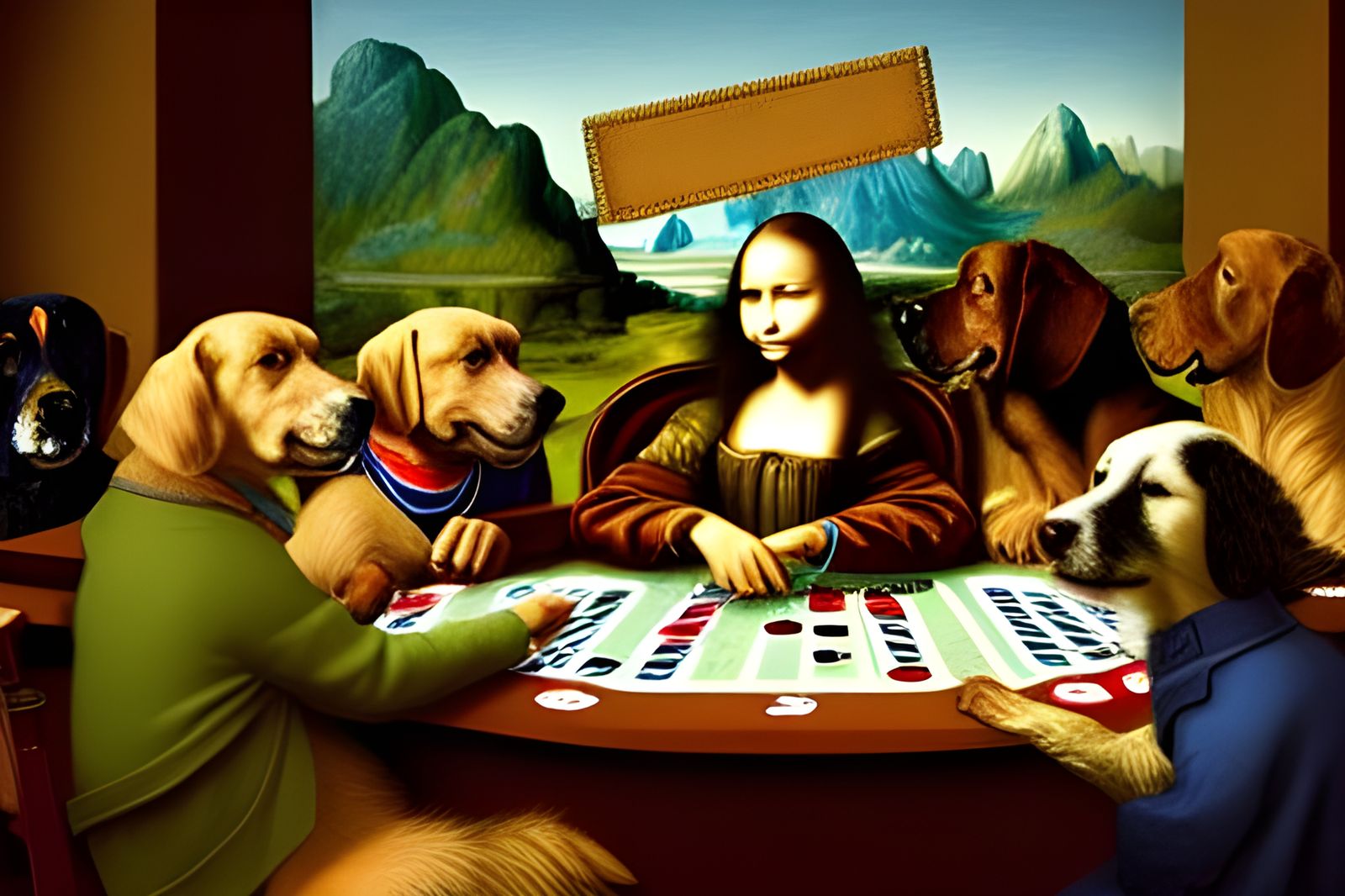 Dogs Play Poker with Mona Lisa: Surreal Art