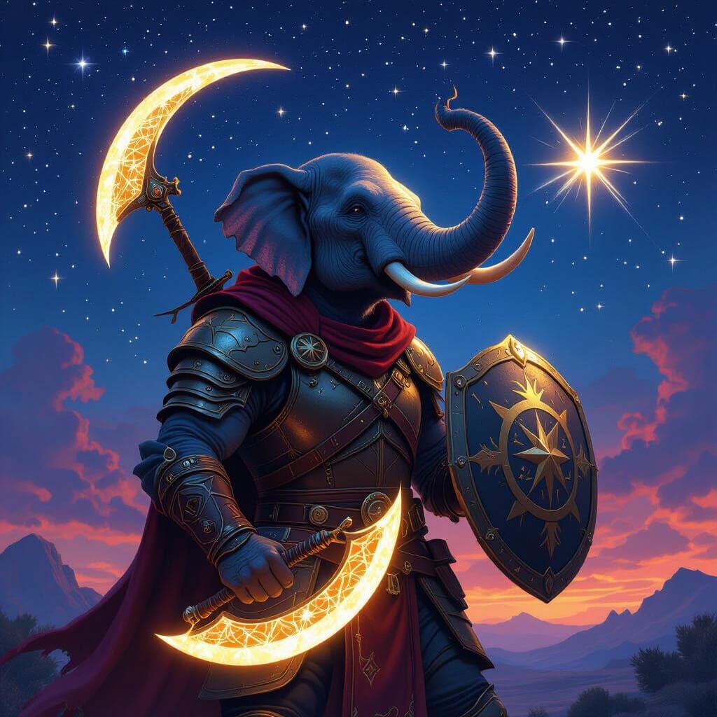 Twilight Cleric Elephant Man with Crescent Sickle