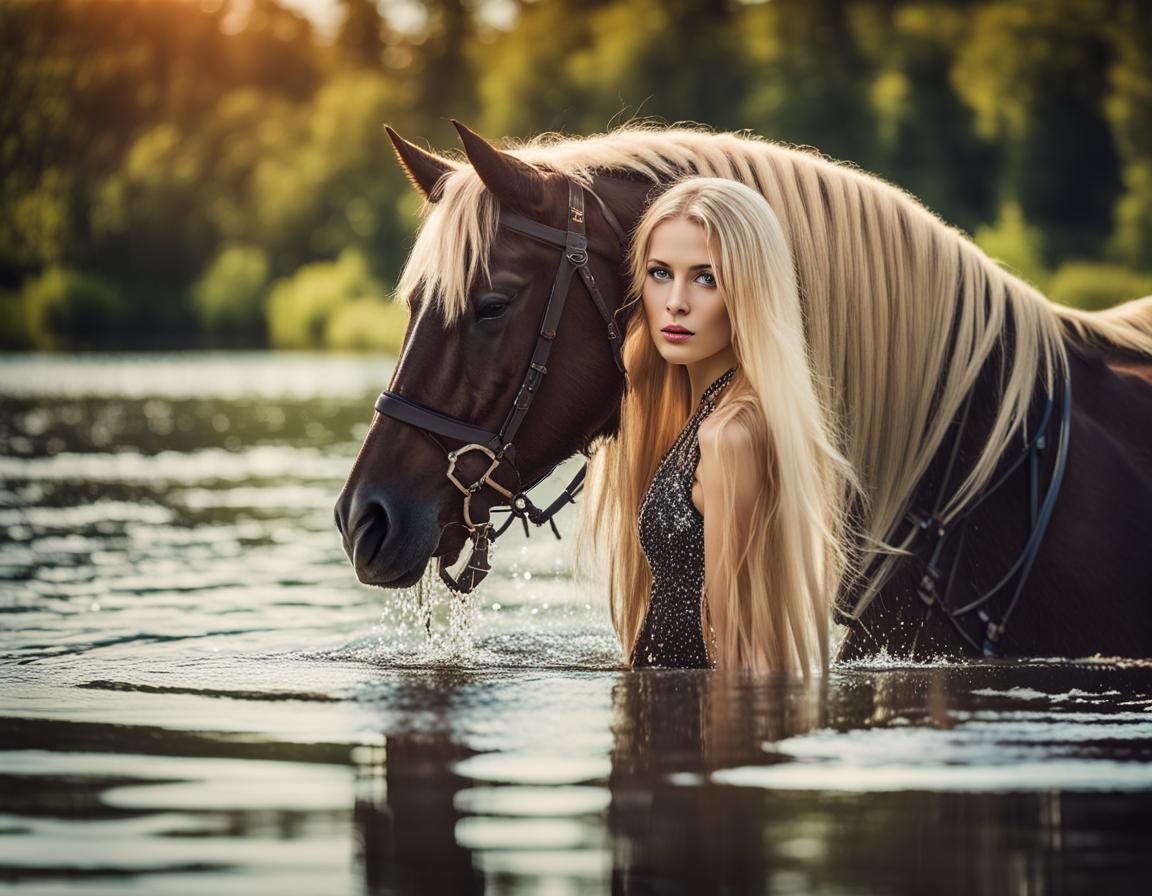 Lady Godiva Washing Her Hair in Lake