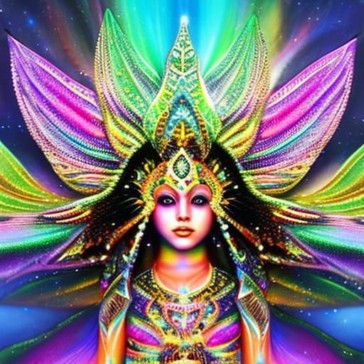 Prismatic Goddess Kindergartner: Ultra-Detailed Digital Art