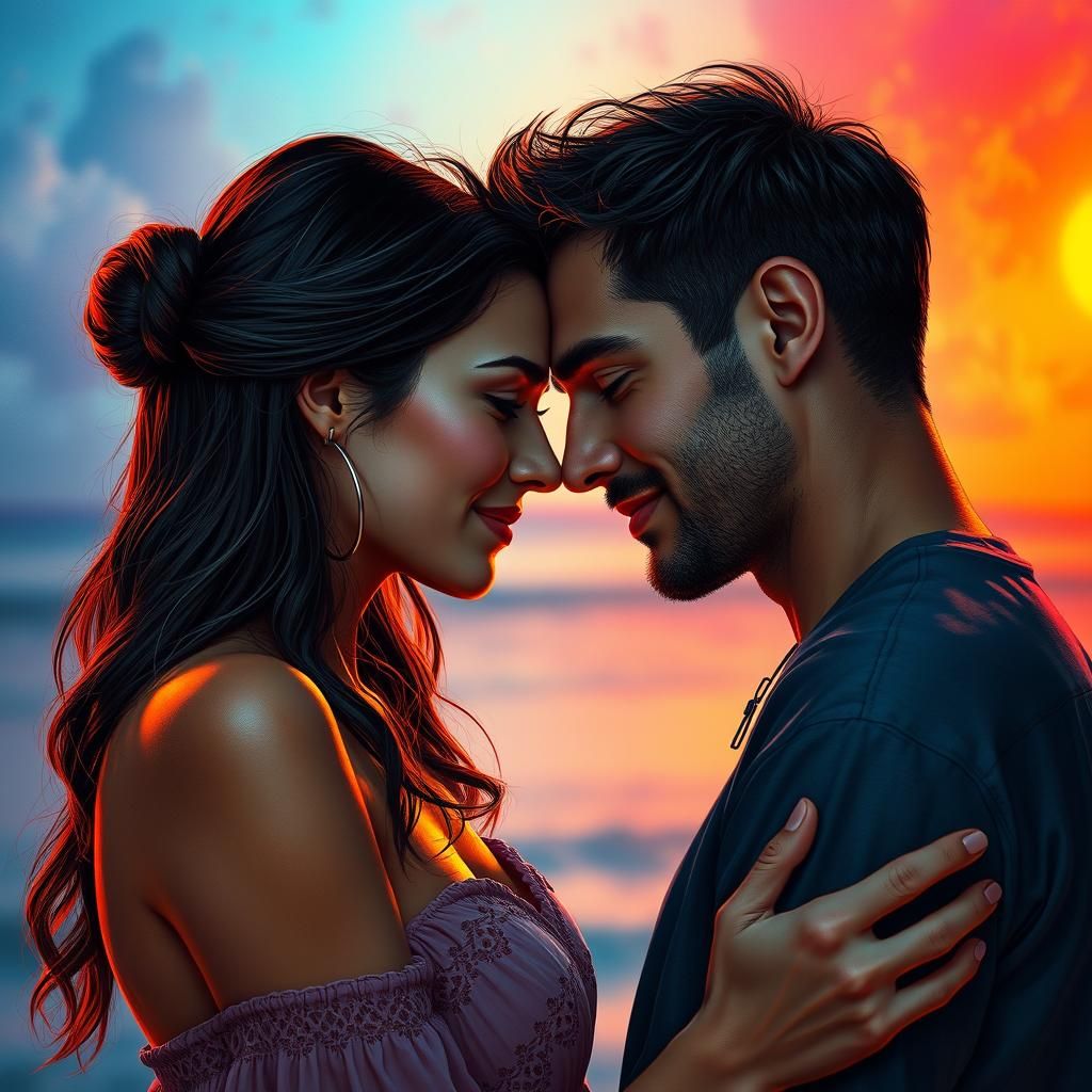 Tender Embrace: Realistic Couple in Love